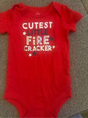 Red "Cutest Little Firecracker" One-Piece Bodysuit